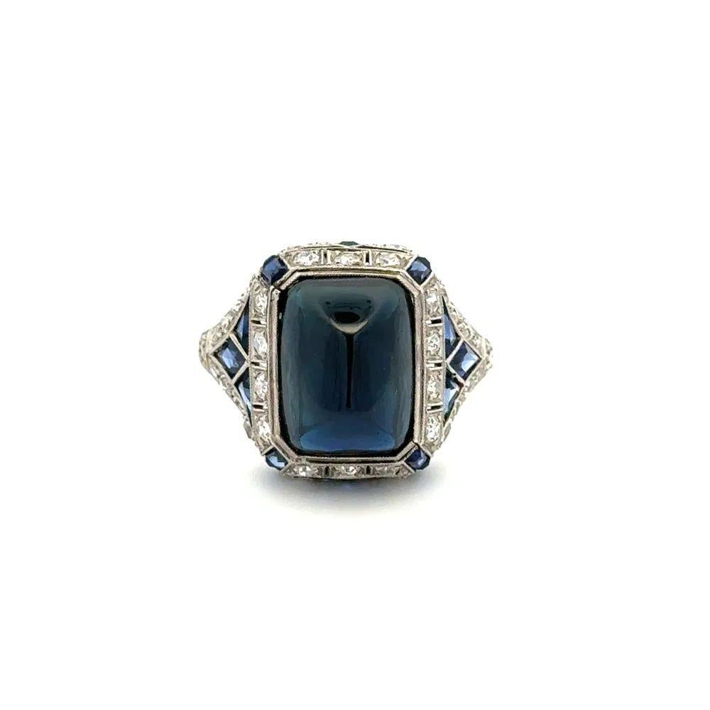 Sugarloaf Zafiro y Diamante Anillo de Platino Estate Fine Jewelry Modernista en venta