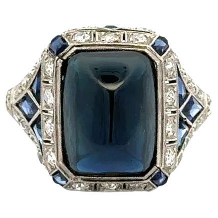 Anello in platino con zaffiro e diamante Sugarloaf Estate Jewelry