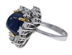 Sugarloaf Sapphire and Diamond Starburst Ring