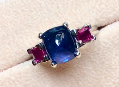Sugarloaf Sapphire and Ruby Ring White Gold