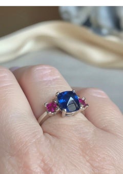 Sugarloaf Sapphire and Ruby Ring White Gold