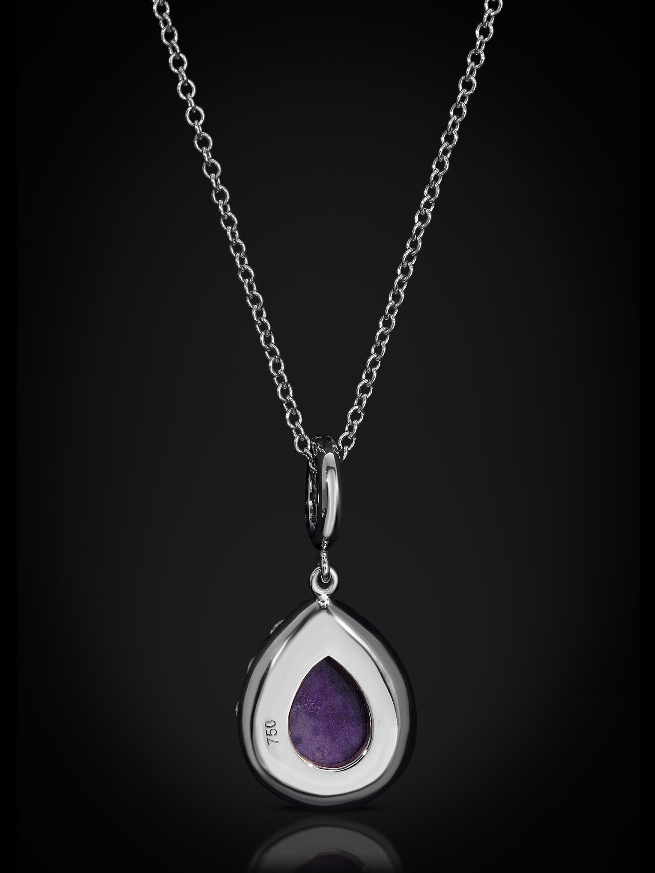 Collana aureola con Sugilite e diamanti VS in oro bianco 18 carati In condizioni Nuovo in vendita a Mission Viejo, CA