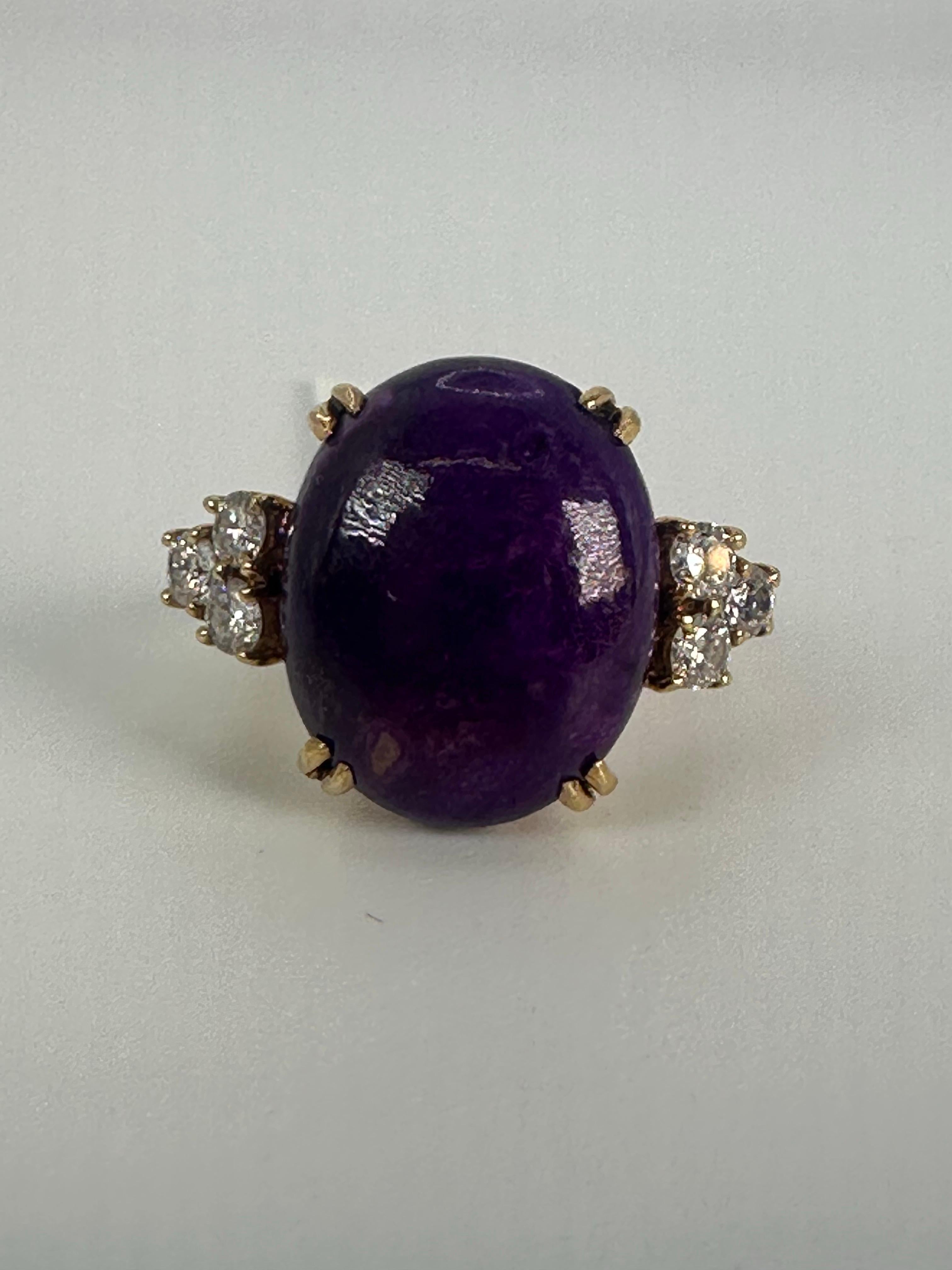 Sugilite Diamantring WINSTON 18KT Gelbgold Cocktail-Ring mit Diamanten (Brillantschliff) im Angebot