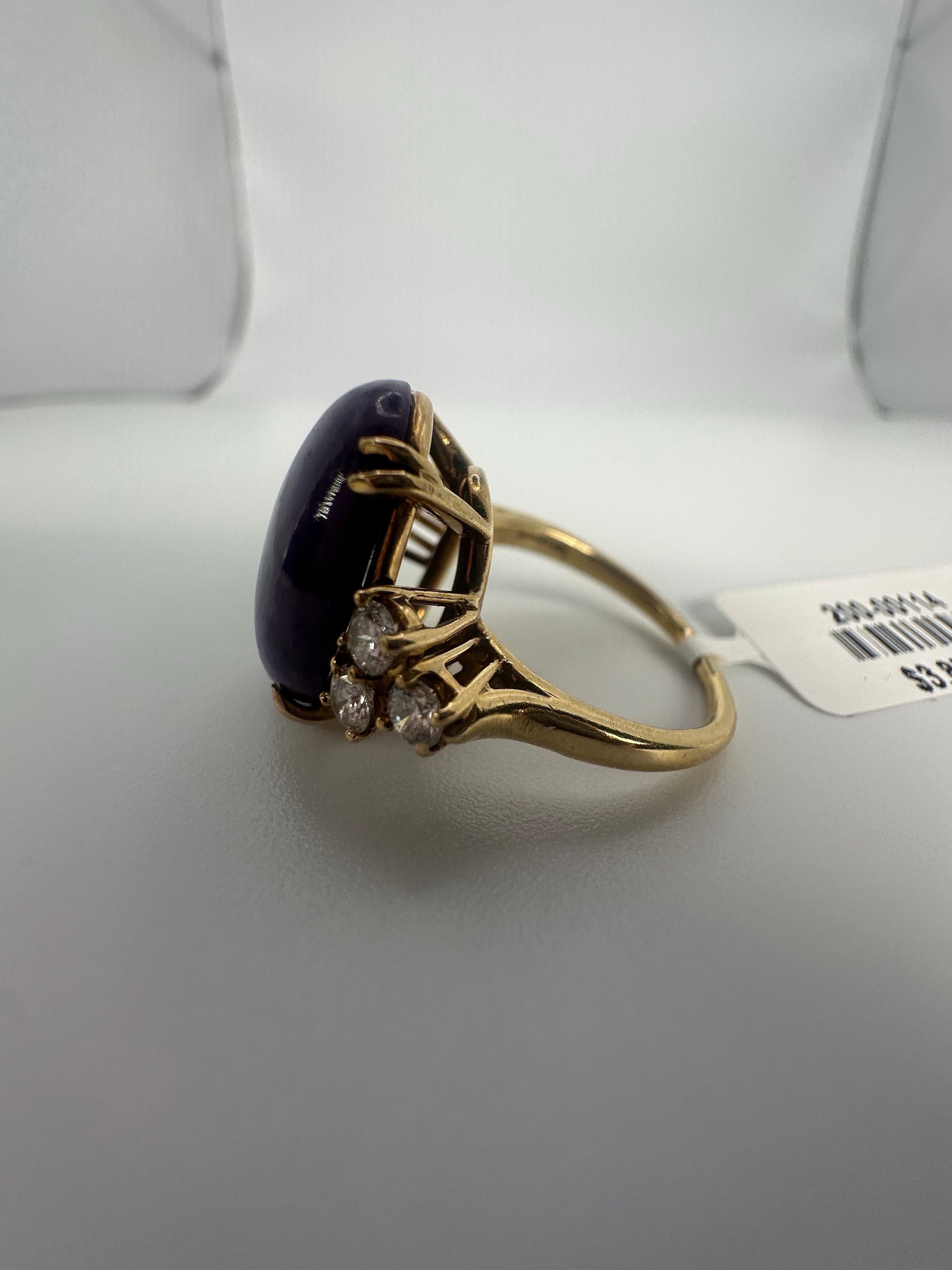 Sugilite Diamantring WINSTON 18KT Gelbgold Cocktail-Ring mit Diamanten für Damen oder Herren im Angebot