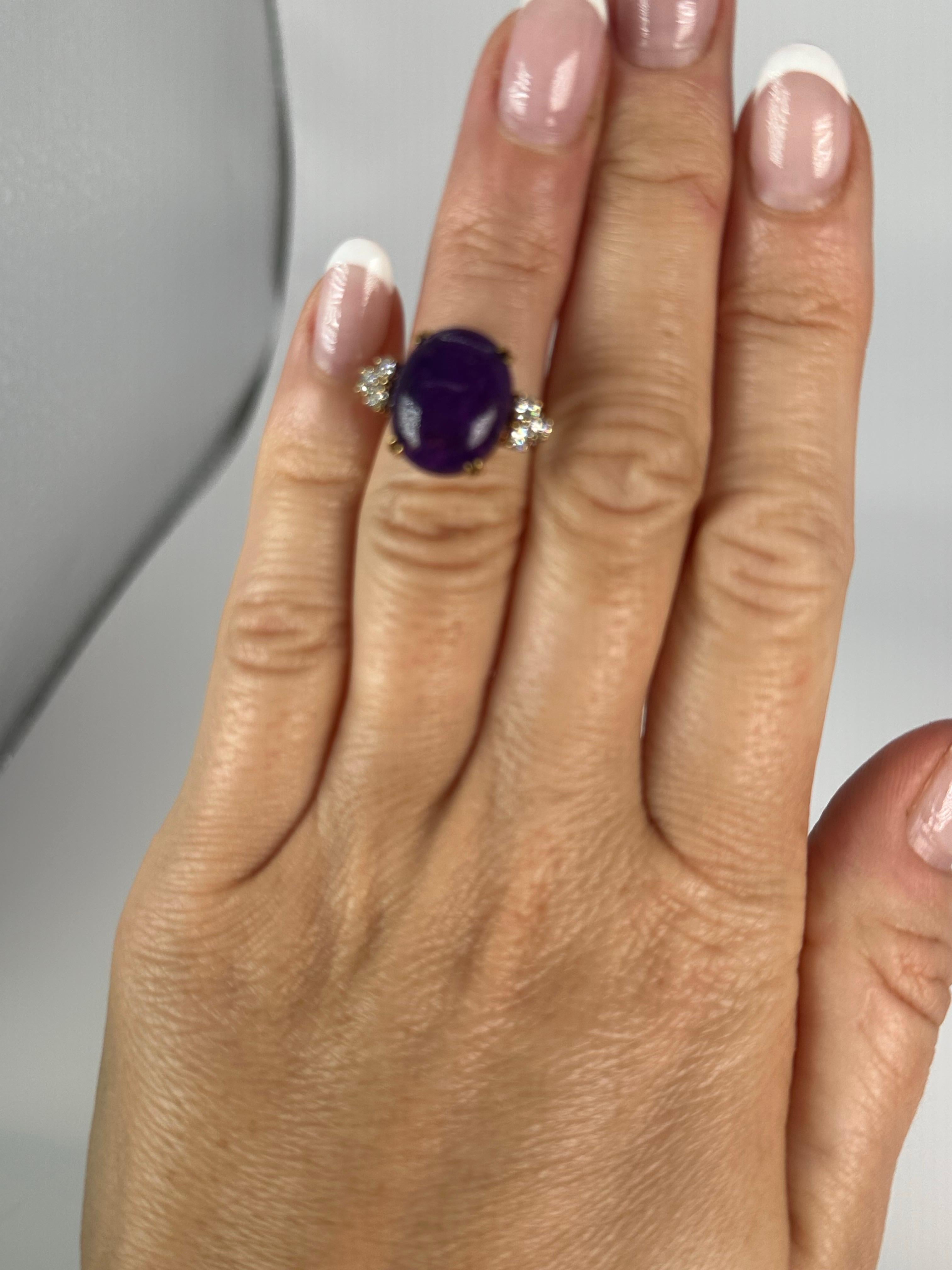 Sugilite Diamantring WINSTON 18KT Gelbgold Cocktail-Ring mit Diamanten im Angebot 1