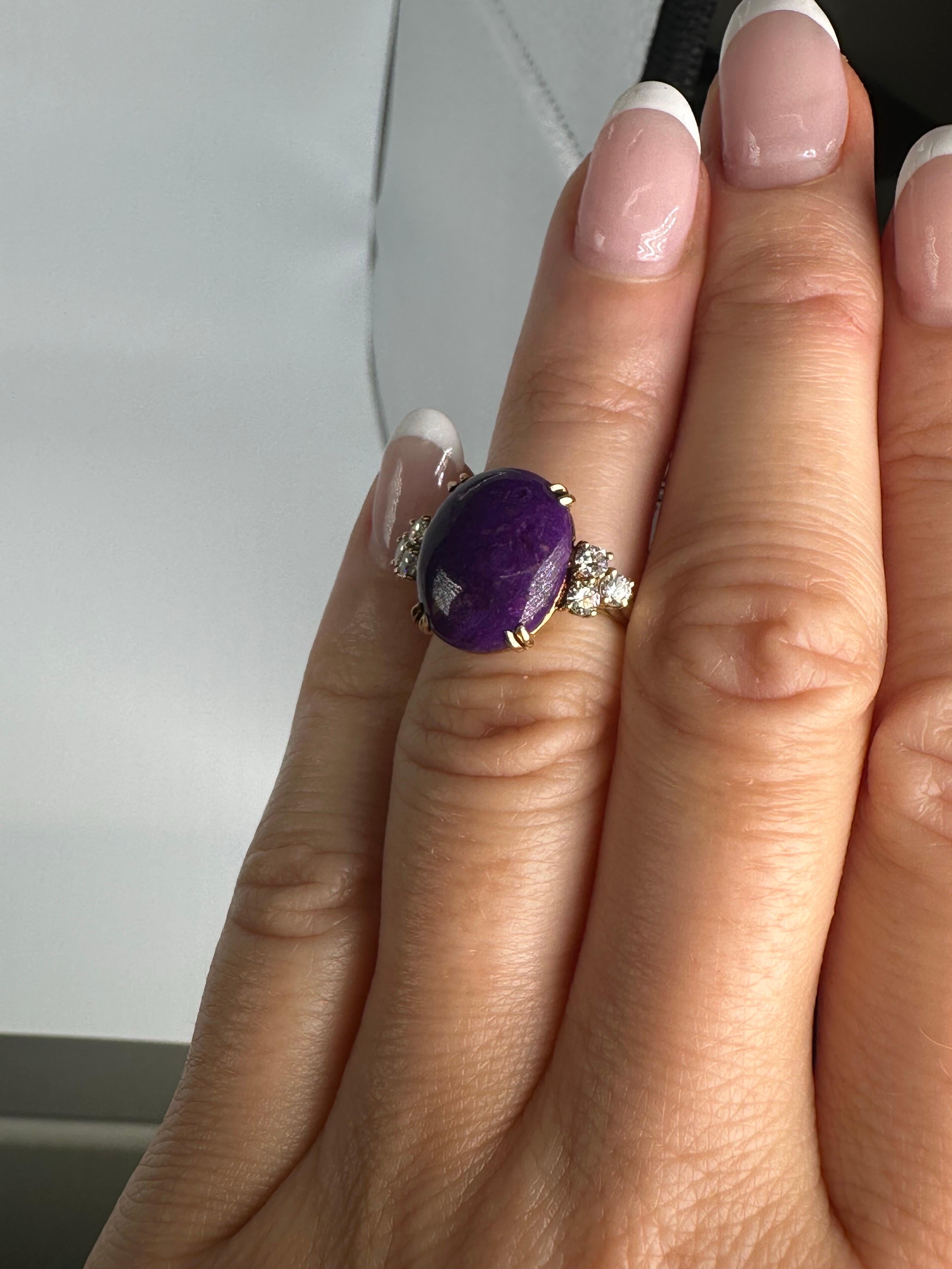 Sugilite Diamantring WINSTON 18KT Gelbgold Cocktail-Ring mit Diamanten im Angebot 3