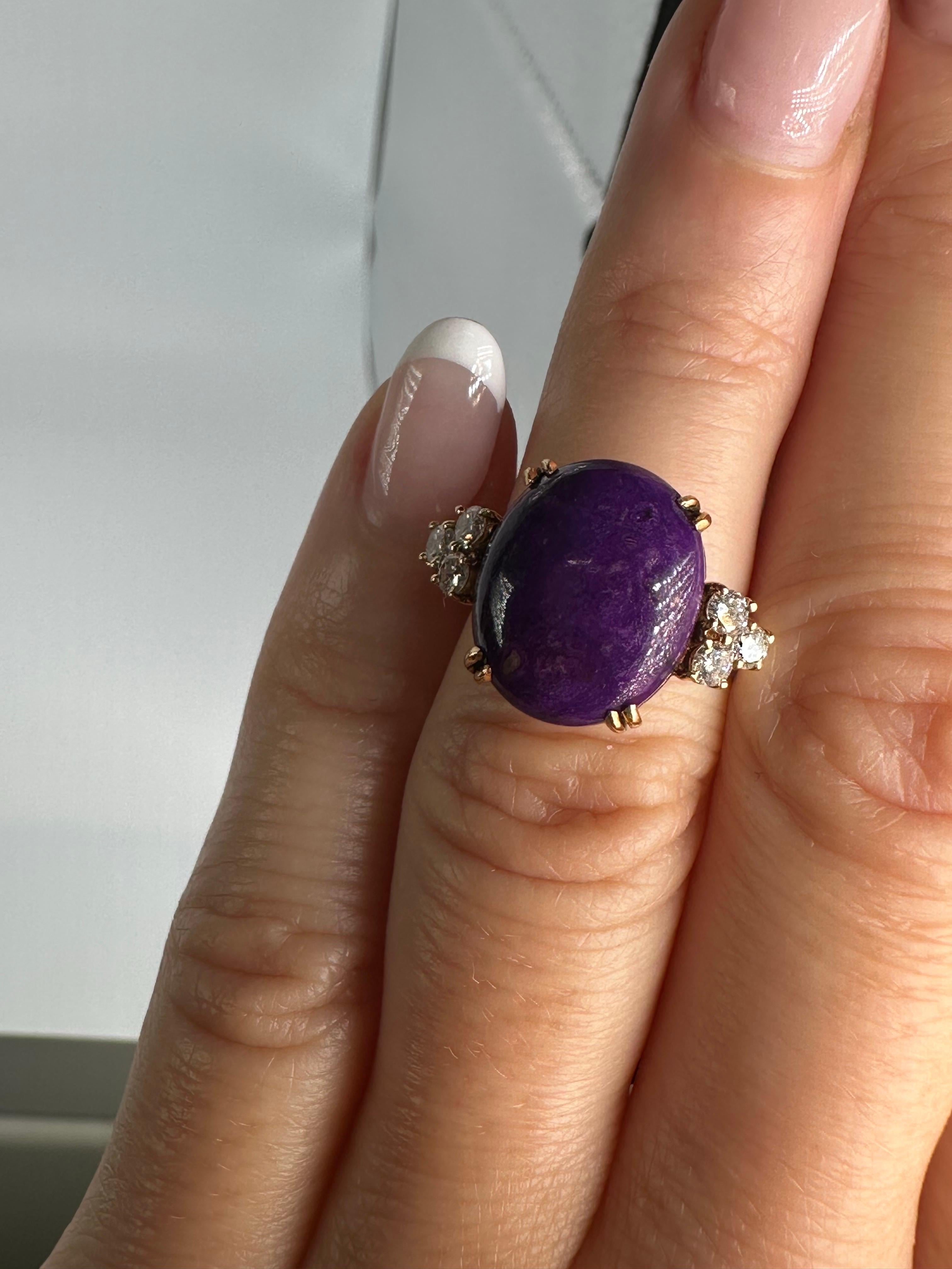 Sugilite Diamantring WINSTON 18KT Gelbgold Cocktail-Ring mit Diamanten im Angebot 4
