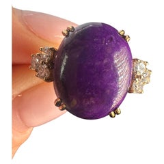 Anillo de diamantes de sugilita WINSTON Anillo de cóctel de oro amarillo de 18 quilates