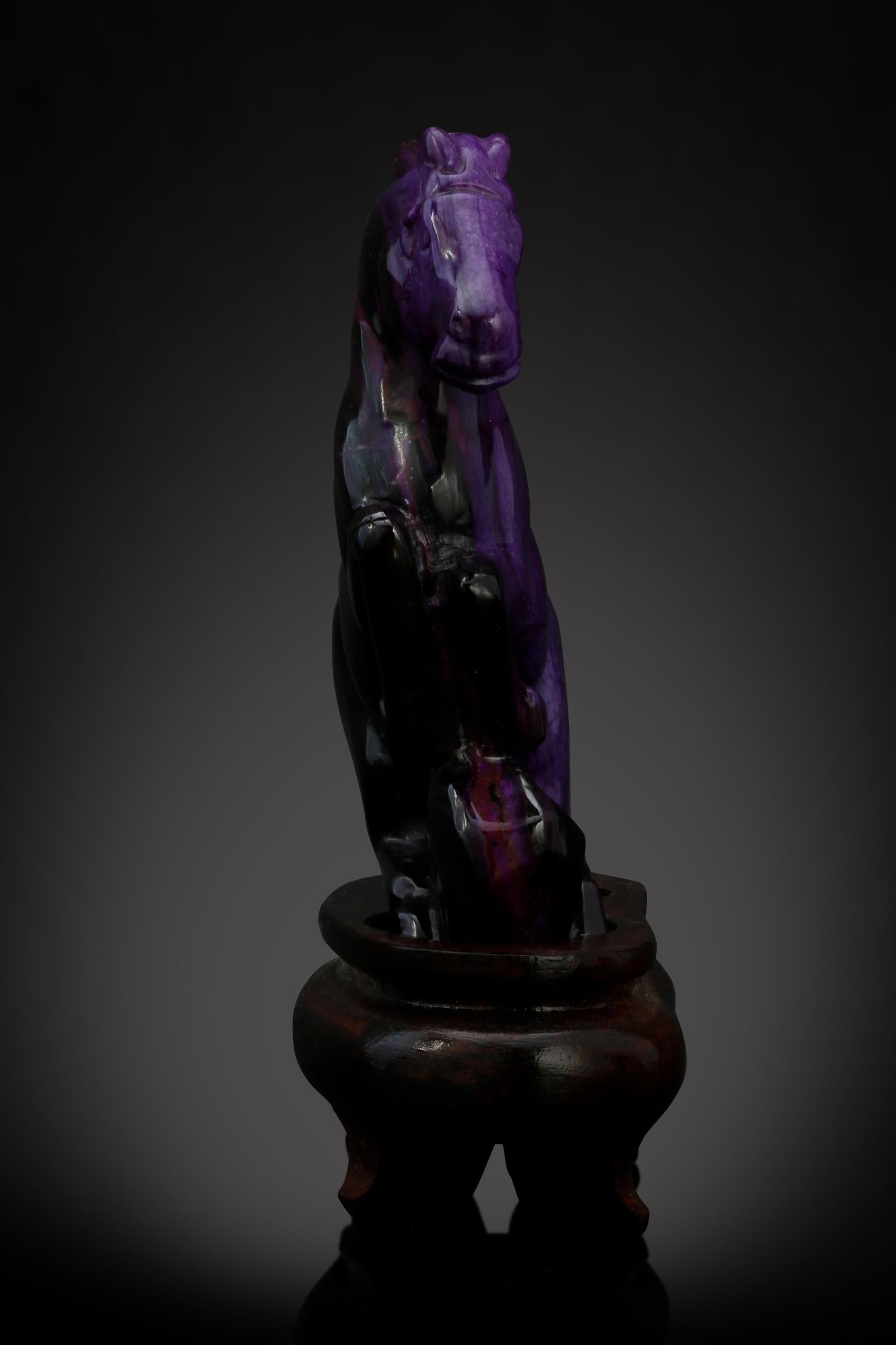 Women's or Men's Sugilite Horse Carving For Sale