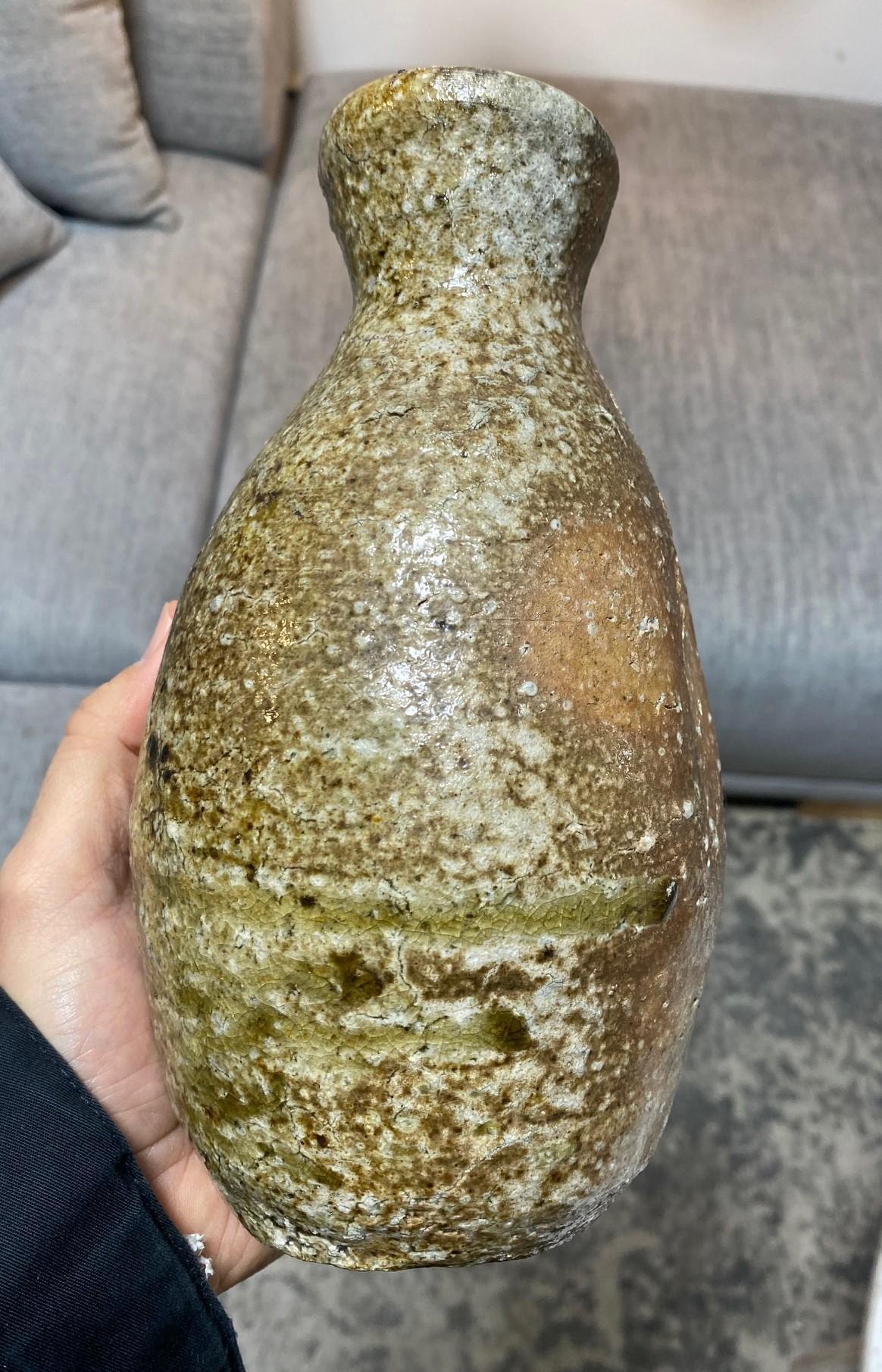 Sugimoto Sadamitsu Signed Japanese Shigaraki Pottery Wabi-Sabi Art Vase  For Sale 7