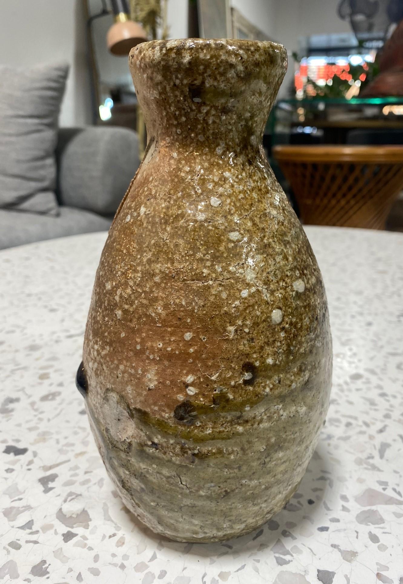 Sugimoto Sadamitsu Signed Japanese Shigaraki Pottery Wabi-Sabi Art Vase  For Sale 1
