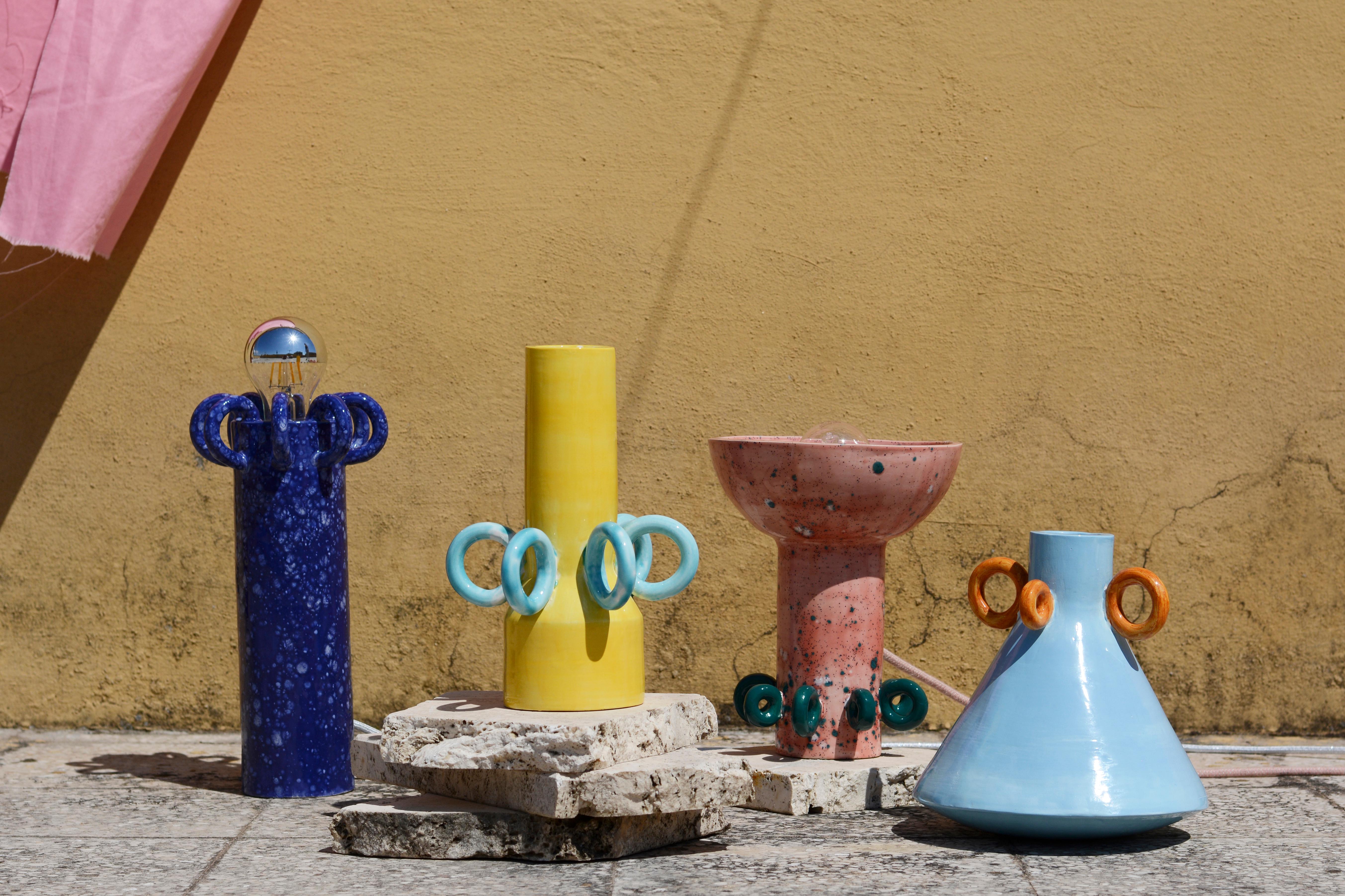 Italian Sugo and Riva Set of 2 Ceramic Table Lamp by Arianna De Luca