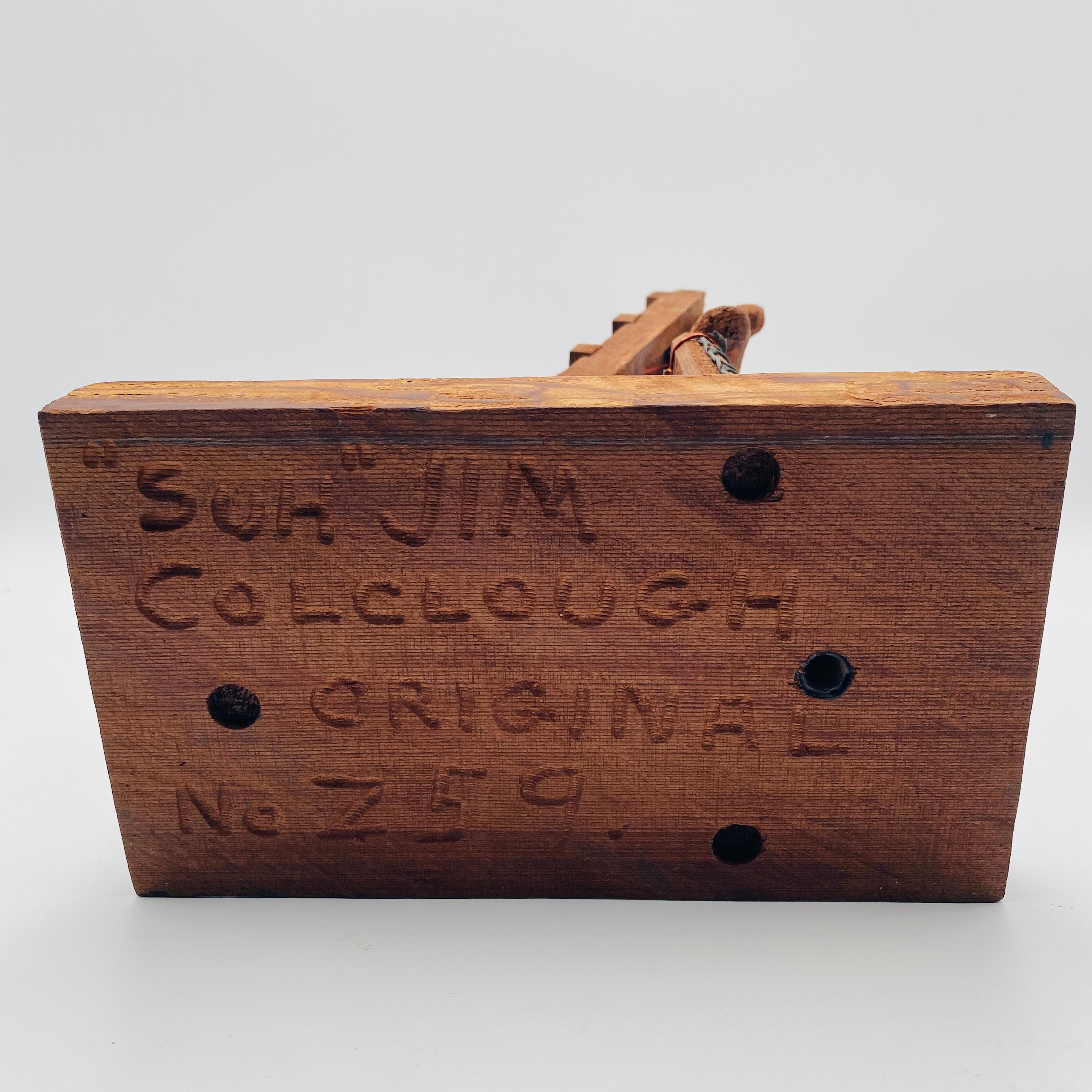Jim Colclough learned to use traditional Ozark Mountain woodworking tools as a child in his father's blacksmith shop. When he was sixty-two (after his wife had died, and he had retired), Colclough began to carve seriously, creating hundreds of