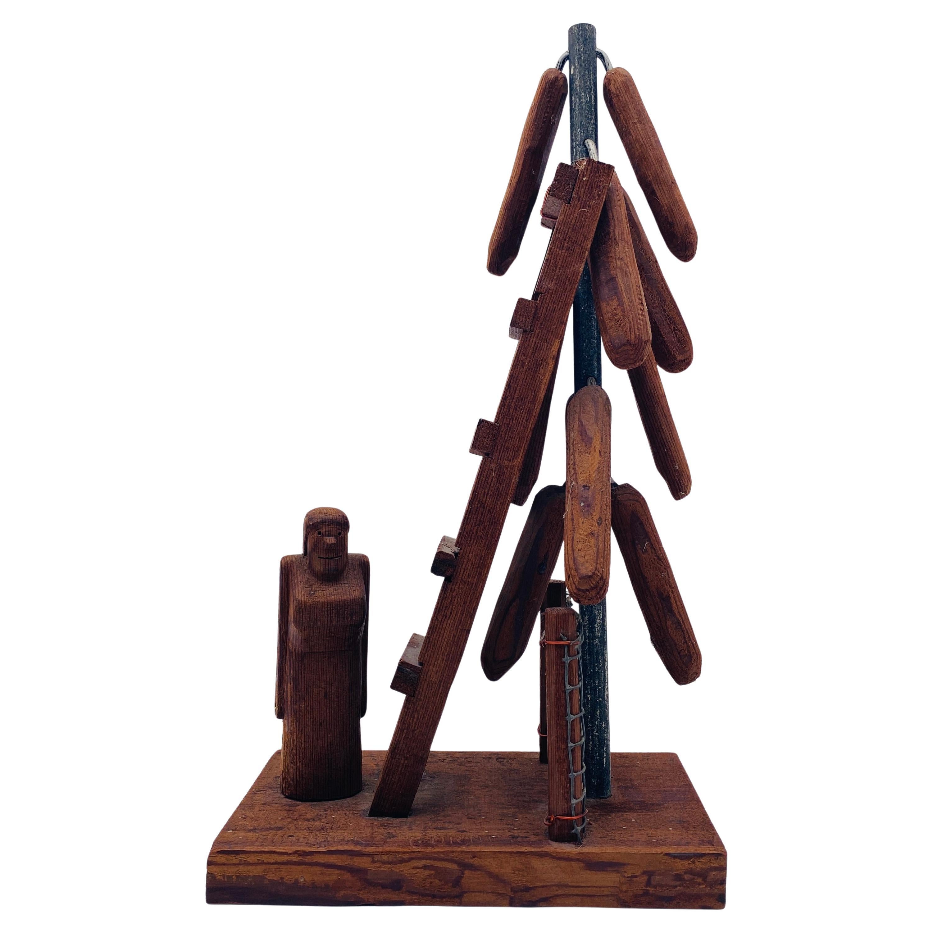 "Suh” Jim Colclough Folk Art Redwood Sculpture 1970s Signed For Sale
