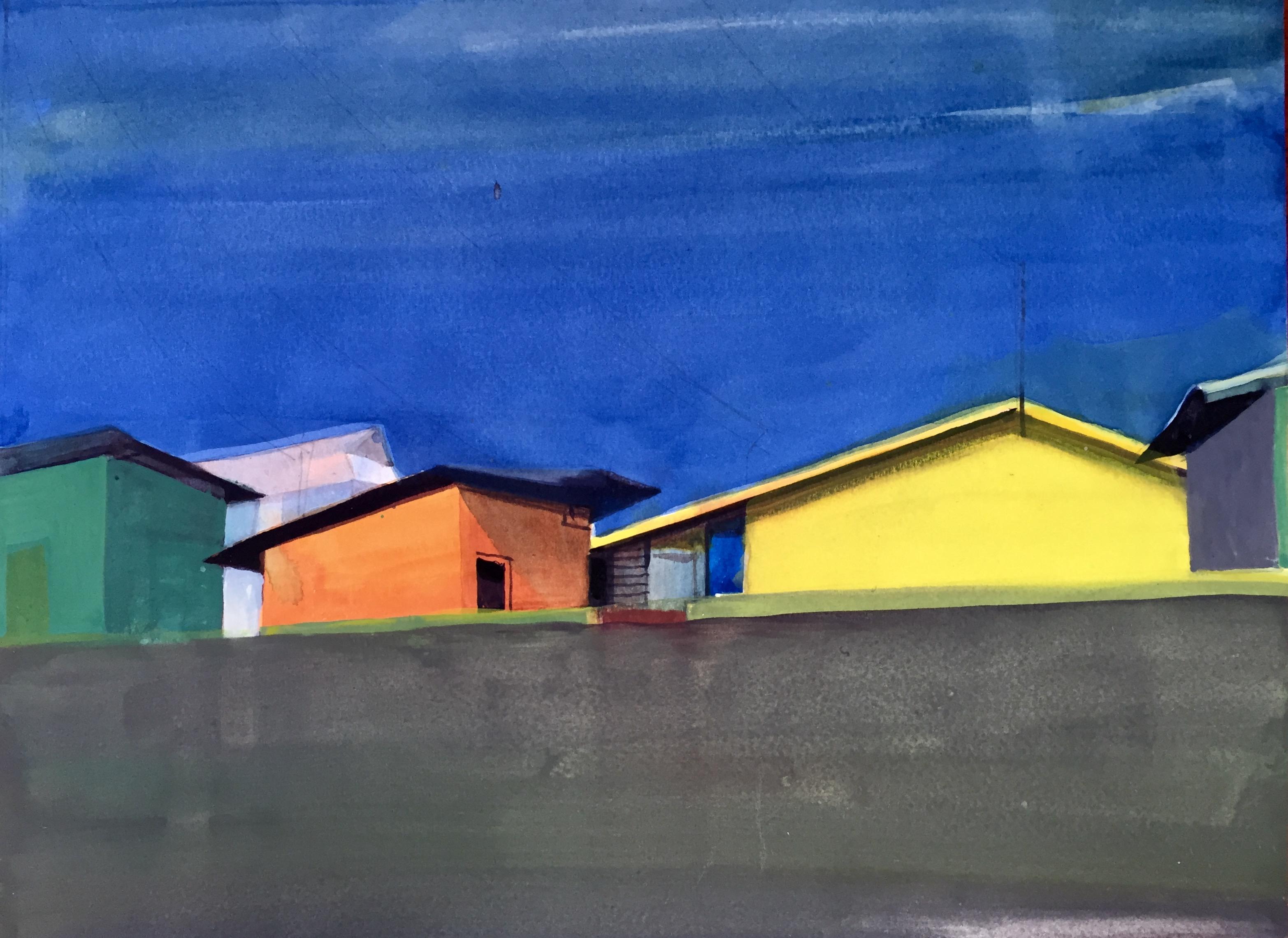 A Quiet Town #165 - Painting by Suhas Bhujbal