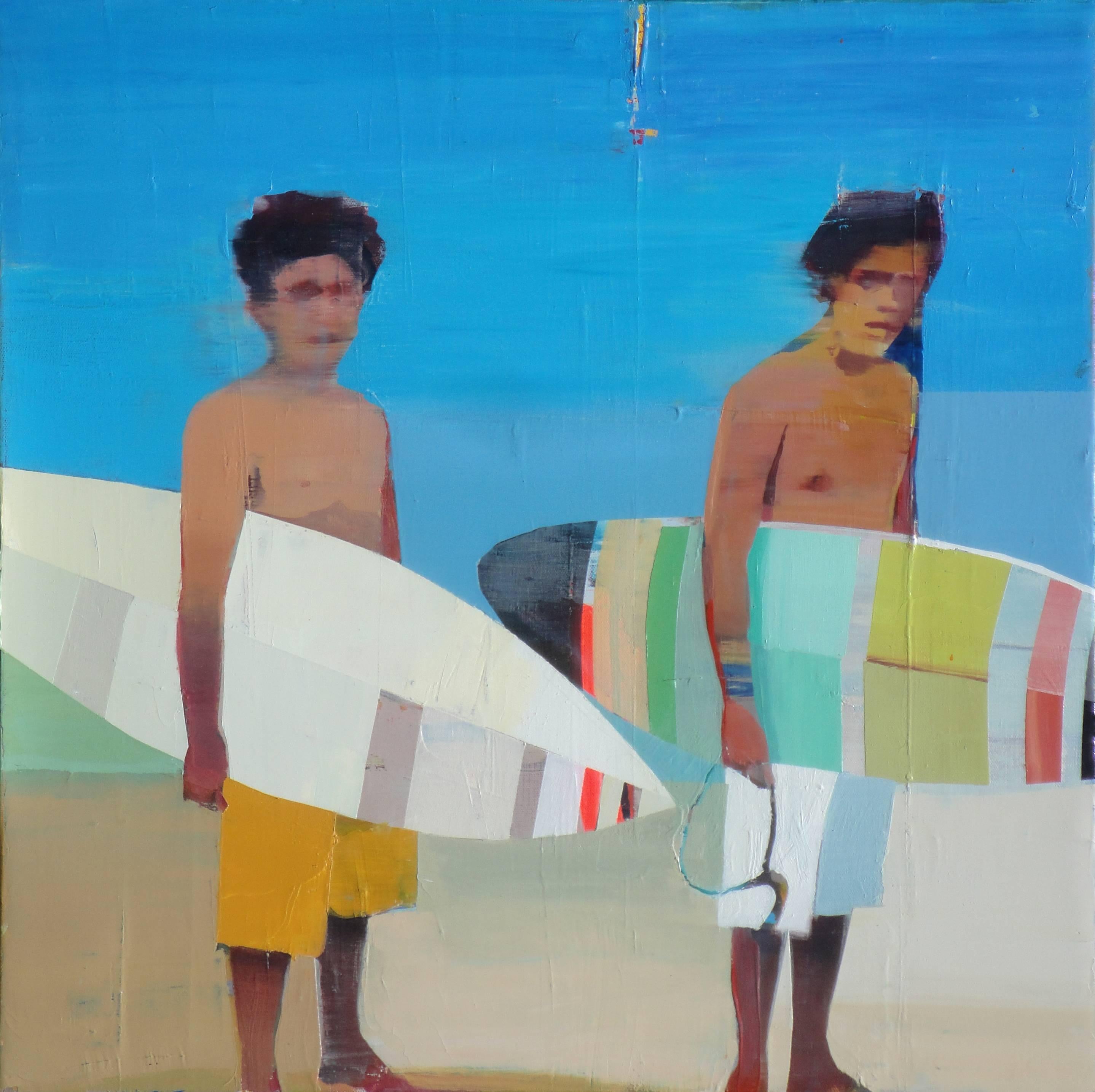 Suhas Bhujbal Figurative Painting - SURFERS ON THE BEACH