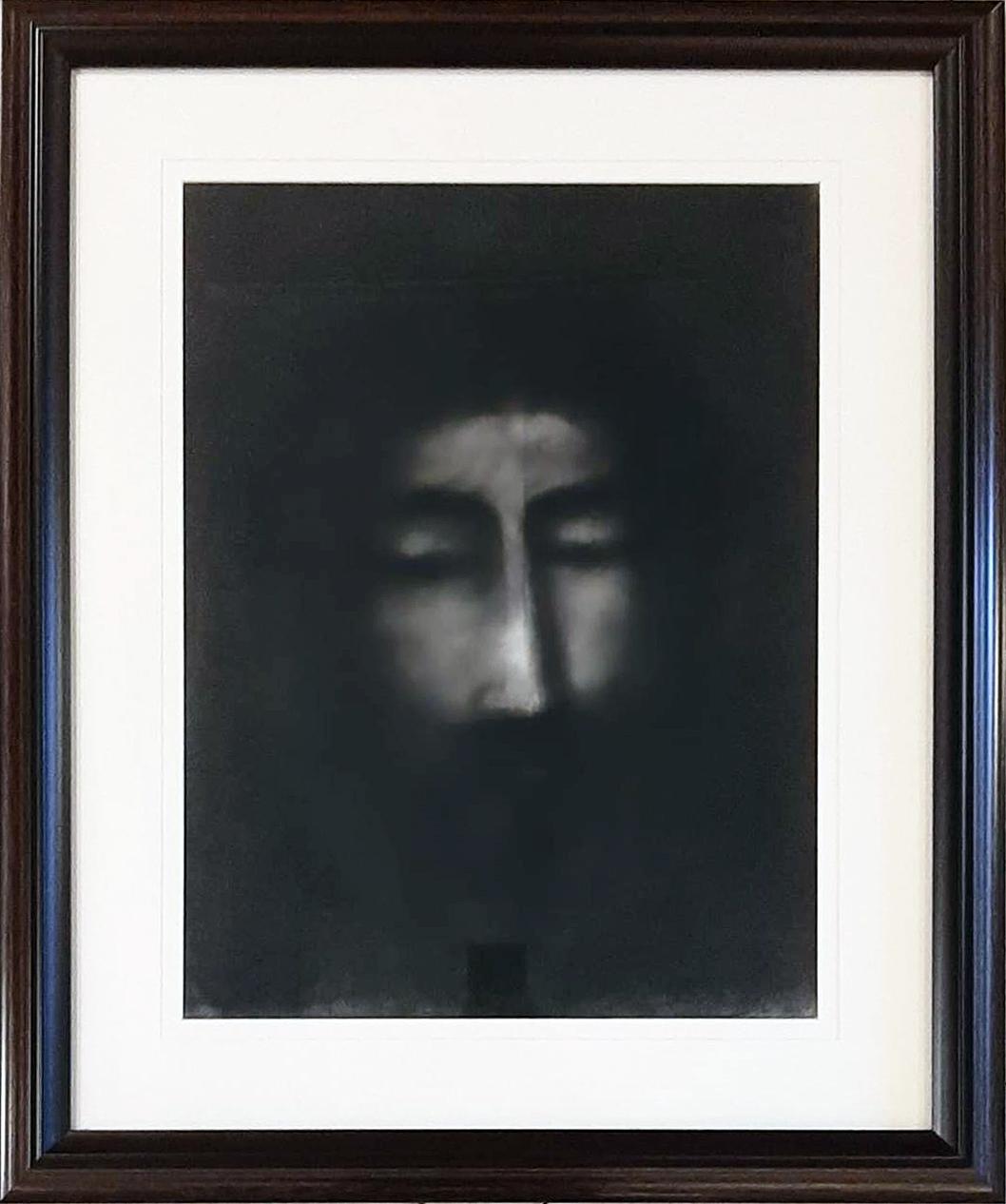 Cristo, Carboncillo sobre Lienzo por el Artista Moderno Indio Suhas Roy 