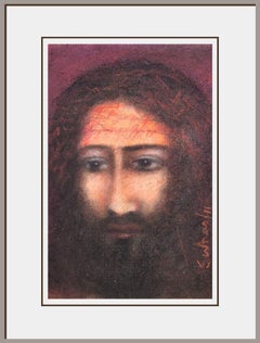 Cristo, Figurativo, Técnica mixta sobre papel por el artista moderno Suhas Roy "En Stock"