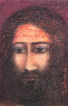 Christ, figurativ, Mischtechnik auf Papier des modernen Künstlers Suhas Roy, „Auf Lager“