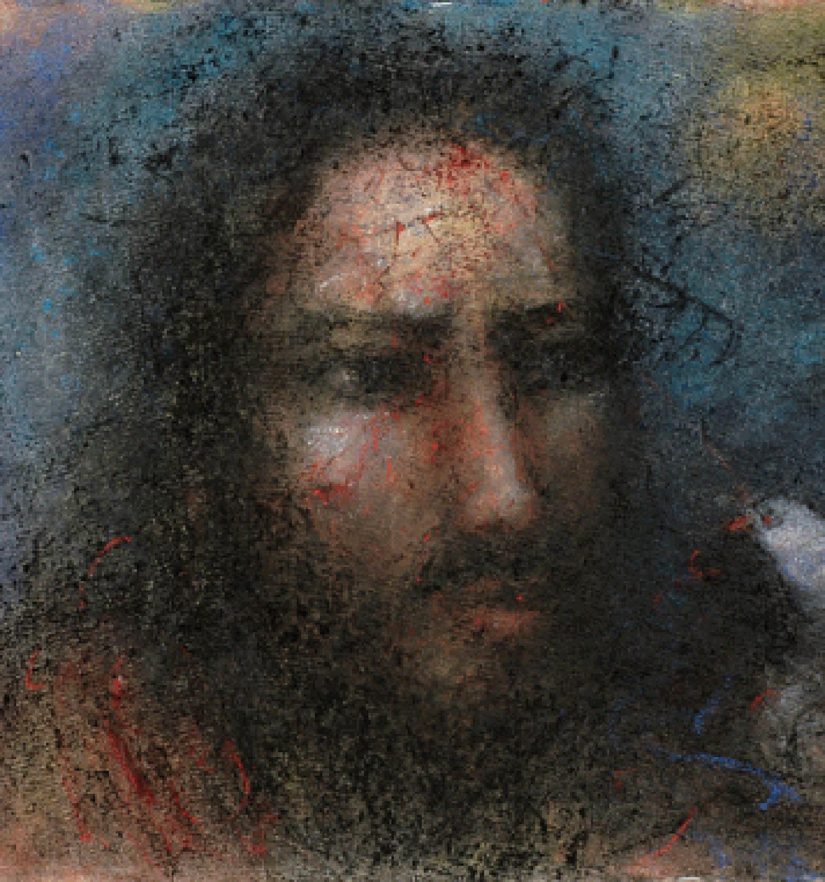 Christ and Dove, Pastel on Thick Paper, Blue Black by Indian Master 