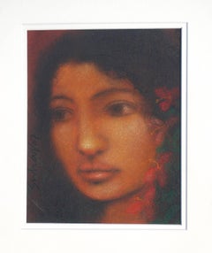 Radha Series in Soft Colored Pastel on paper, Modern Indian Art "In Stock"
