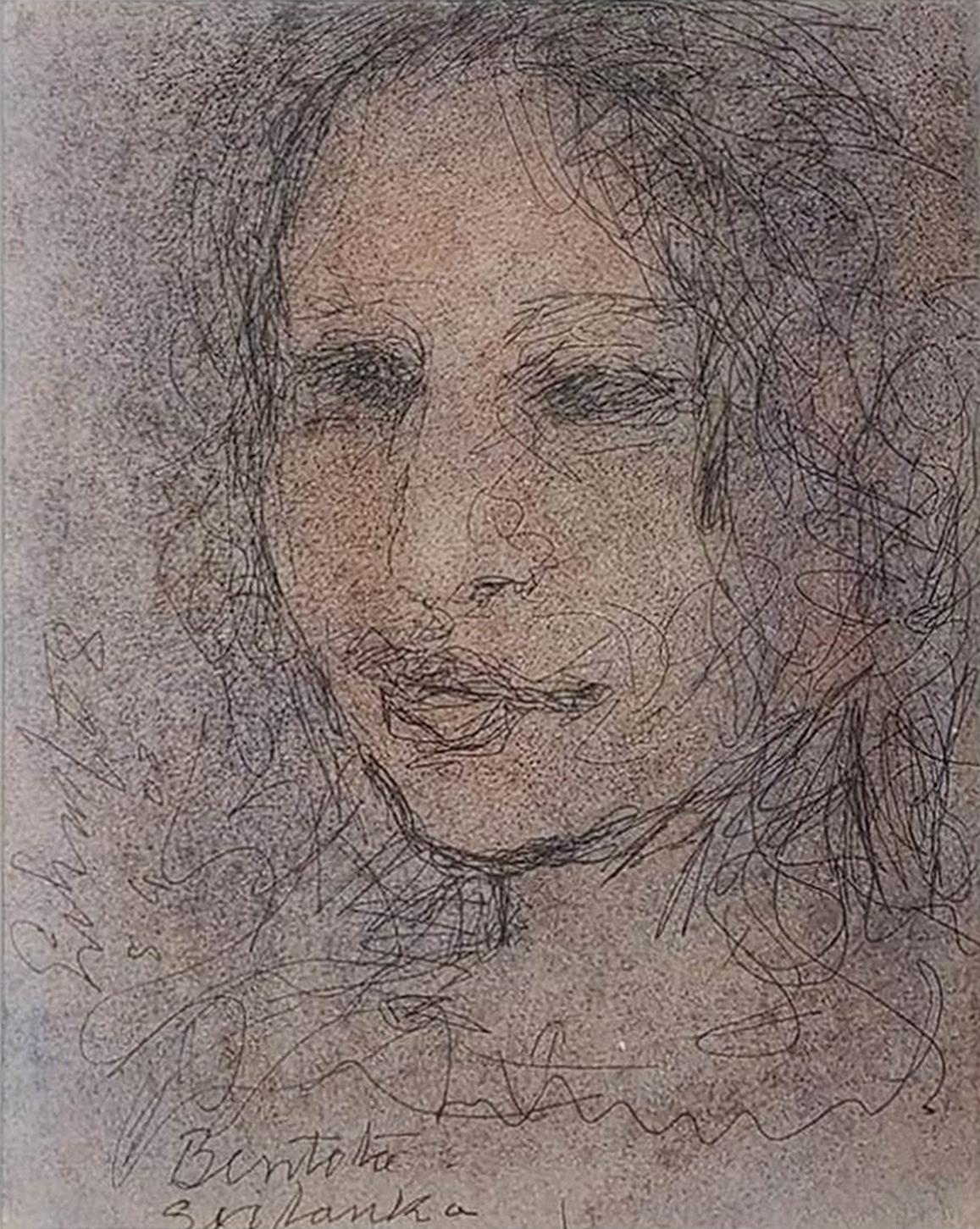 Radha, Figurativo, Técnica mixta sobre papel por el artista moderno Suhas Roy "En Stock"