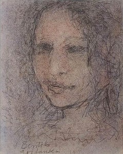 Radha, Figurativo, Técnica mixta sobre papel por el artista moderno Suhas Roy "En Stock"