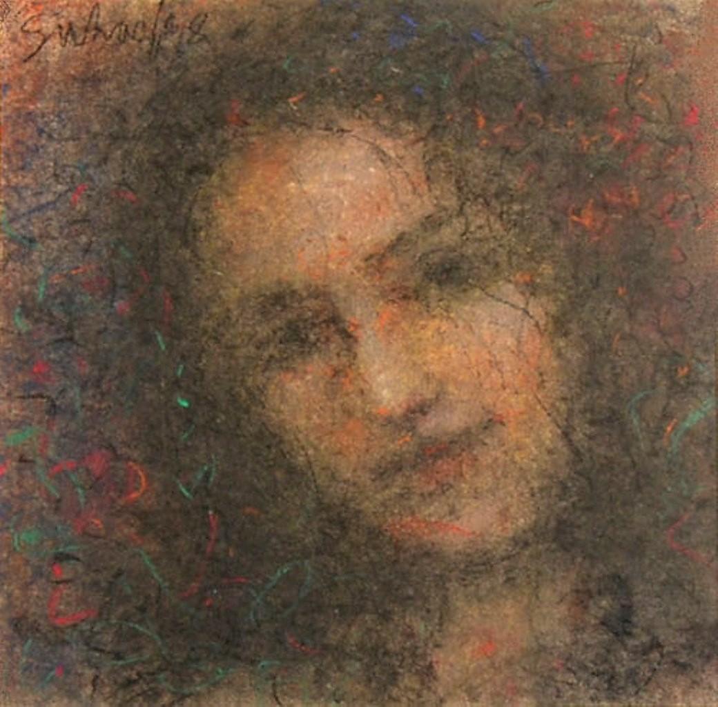 Suhas Roy - Radha - 12 x 12 inches ( unframed size)  
Soft Dry Pastel on Paper , 2008

Suhas Roy 's mystic woman which he calls 'Radha', either Oil on canvas or soft coloured pastel on Paper or board are a series of work where he sees an ethereal