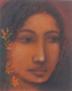 Radha, Painting from 1960's, Surreal, Ethereal, Dreamlike, Pastel "In Stock"