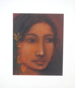 Radha, Painting from 1960's, Surreal, Ethereal, Dreamlike, Pastel "In Stock"