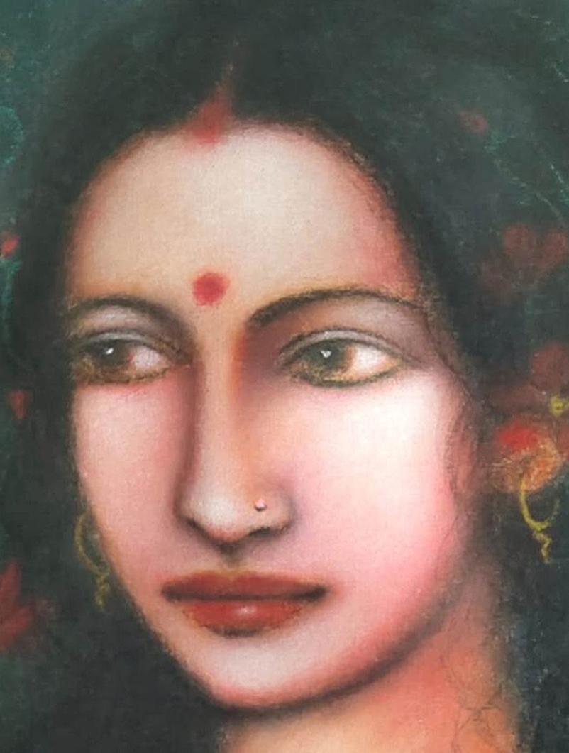 Radha, Mixed Media on Canvas Board by Modern Indian Artist “In Stock” - Painting by Suhas Roy