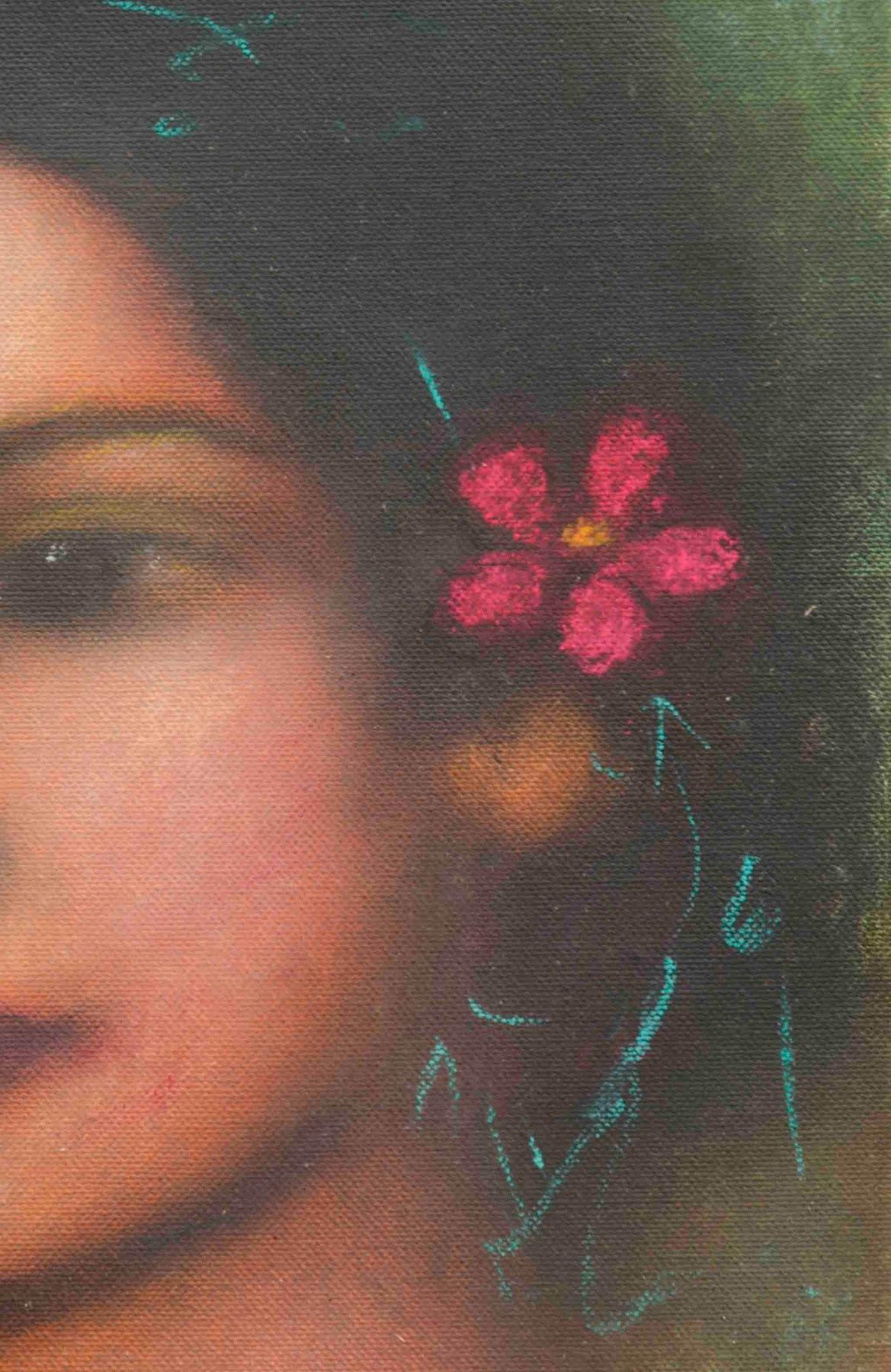 Radha, Mysterious, Ethereal, Godlike, Oil on Canvas by Indian Artist 