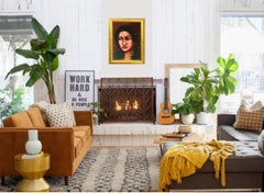 Radha, Oil on Canvas, Red, Yellow. Green by Modern Artist Suhas Roy "In Stock"