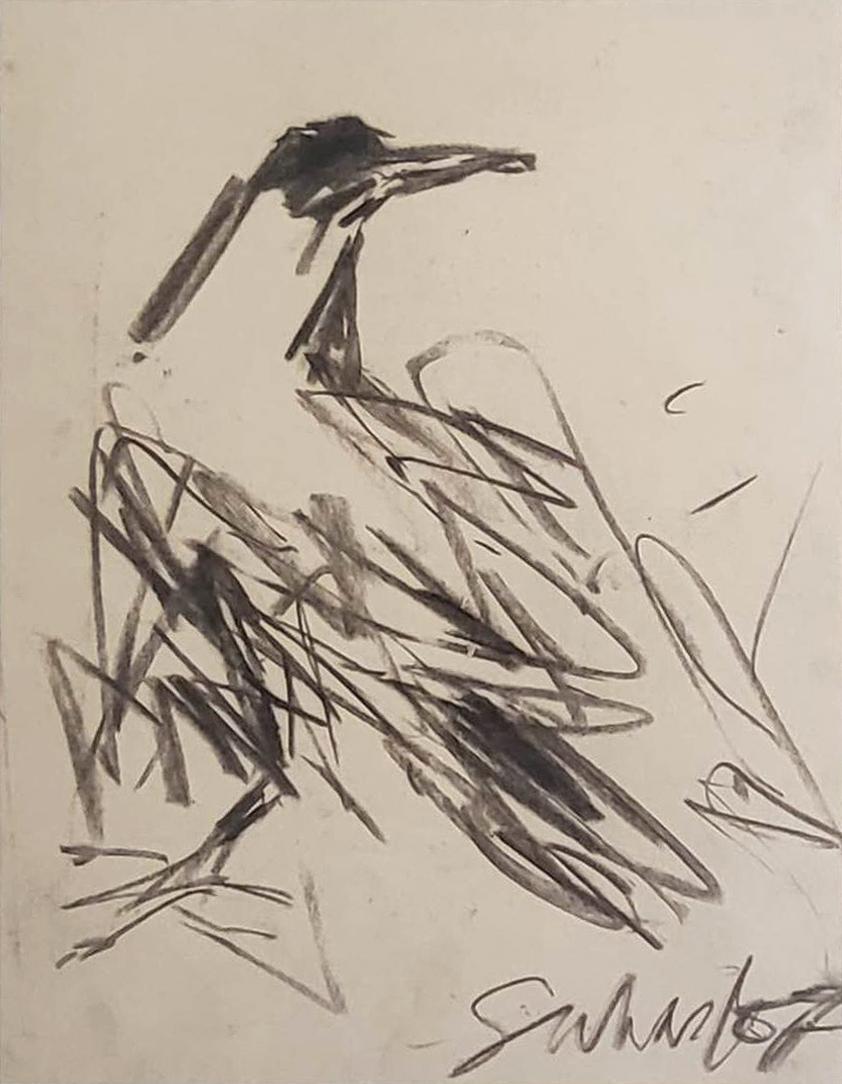 Ohne Titel, figurativ, Kohle auf Papier des modernen Künstlers Suhas Roy „In Stock“
