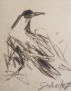 Sin título, figurativo, carboncillo sobre papel por el artista moderno Suhas Roy "En Stock"