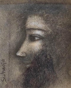 « Christ », pastel sec sur papier de l'artiste moderne indien Suhas Roy « En stock »