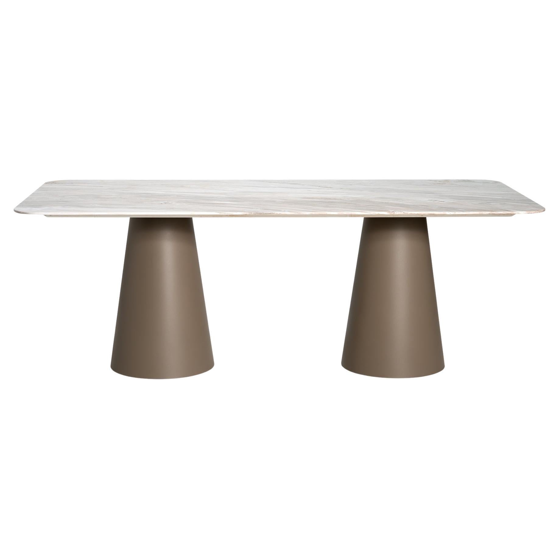 Sui 8-Seater Marble Dining Table Metal Legs 82.7" (table à manger en marbre pour 8 personnes)