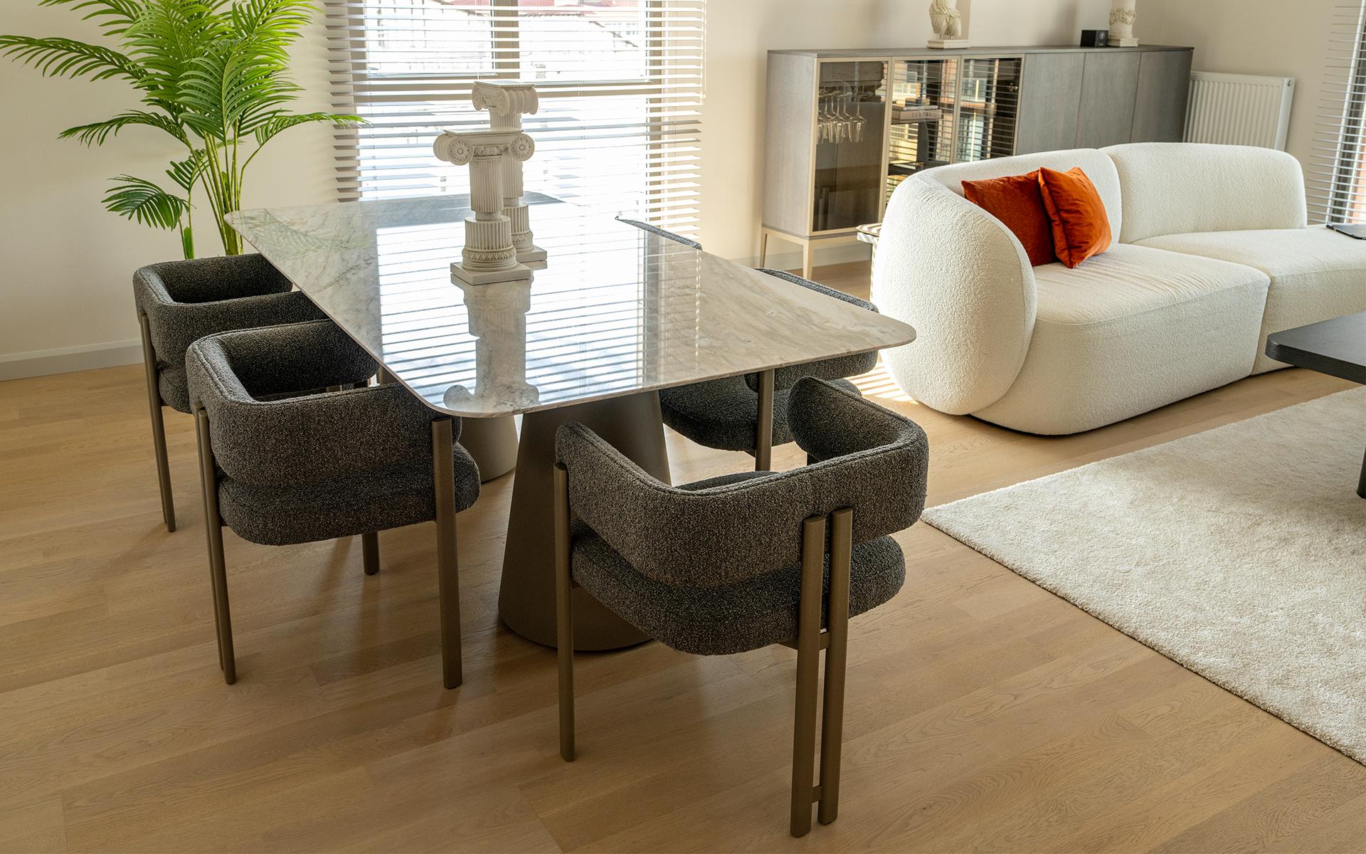 Sui Dining Chair With Static Painted Metal Leg For Sale 7