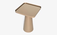 Sui Side Table With Conical Metal Leg and Bronze Mirror Table