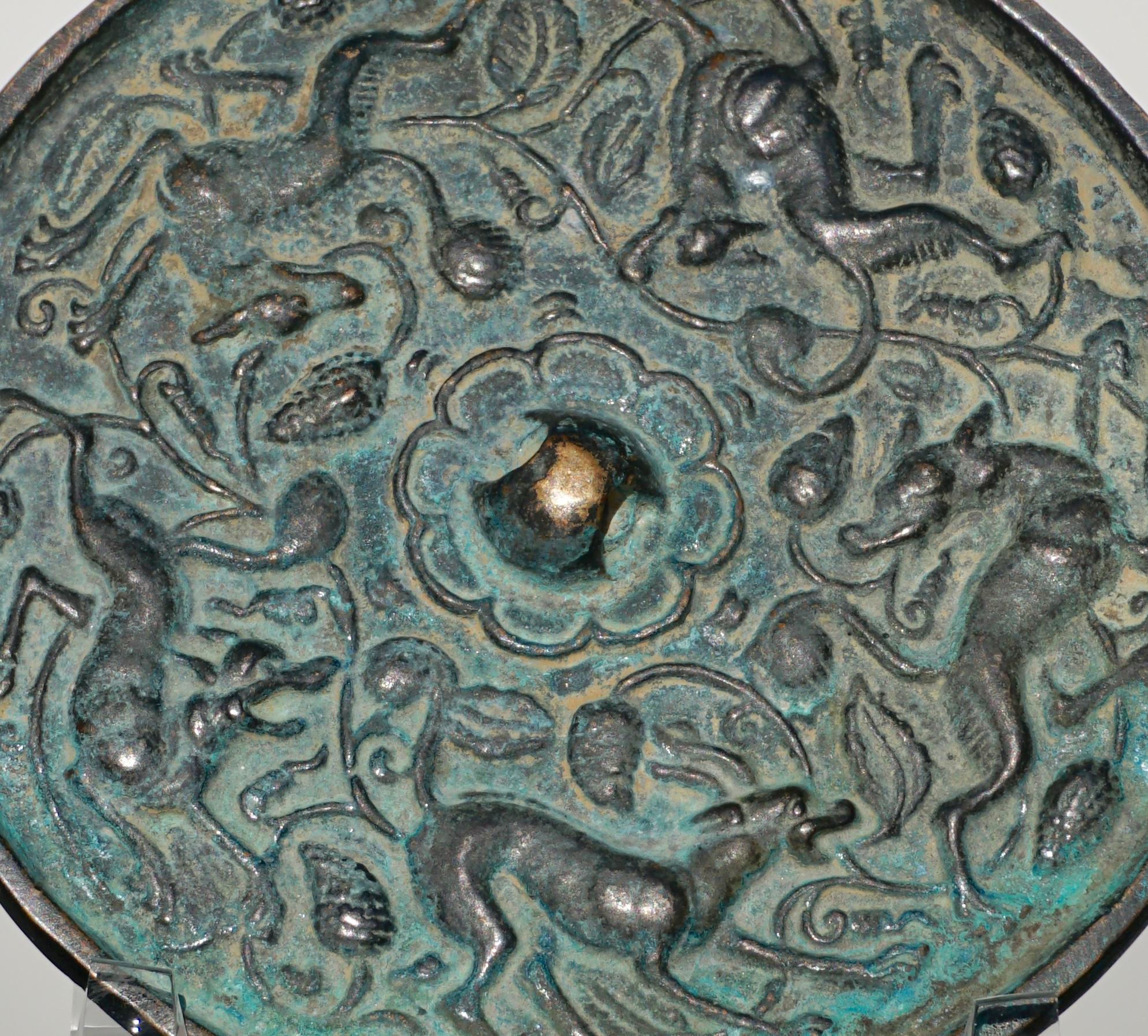 Chinese Sui - Tang Dynasty Bronze Mirror 618- 906 AD For Sale
