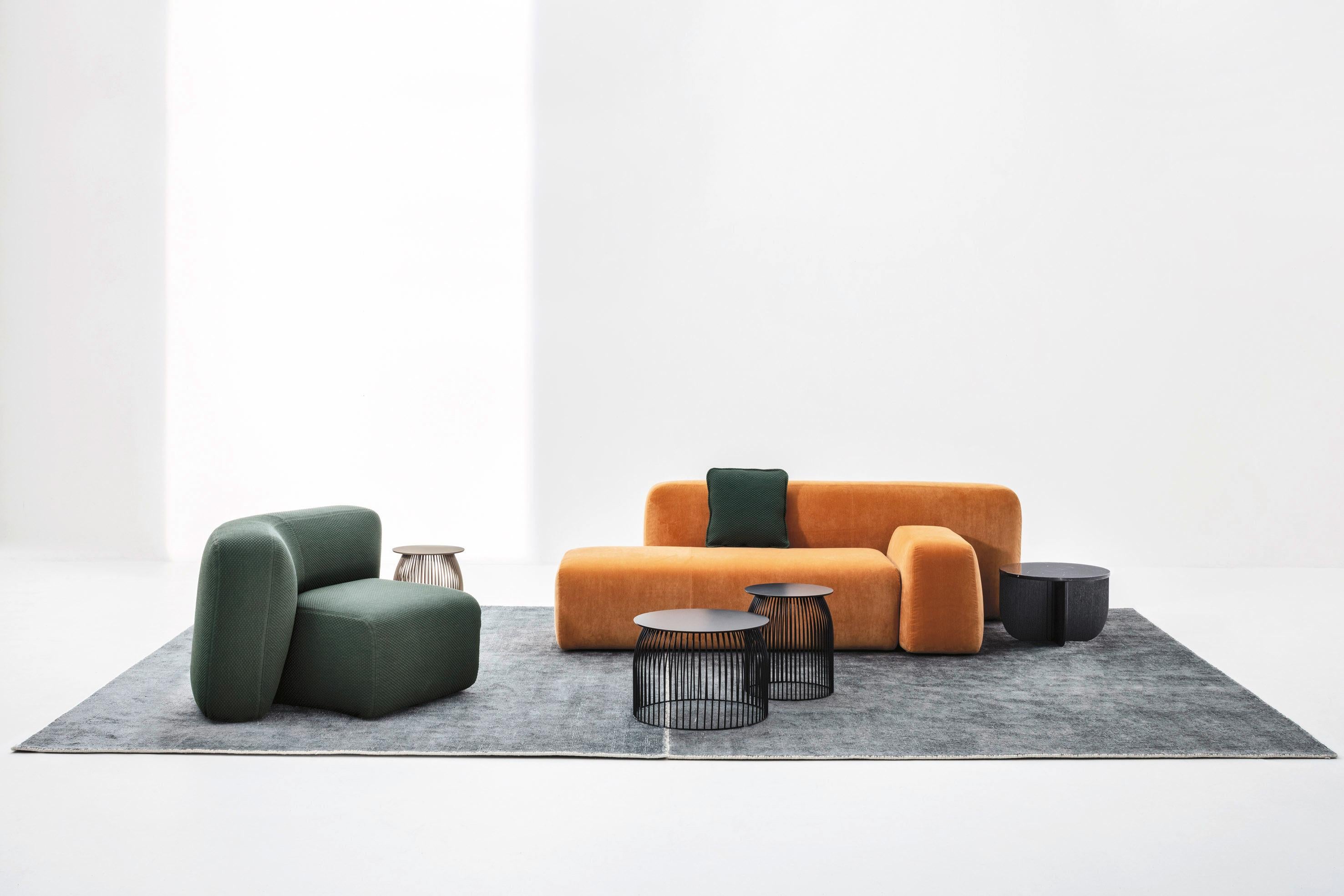 Modern Suiseki Left Armchair in Mosaic 2, 972 Green Upholstery by Andrea Steidl For Sale