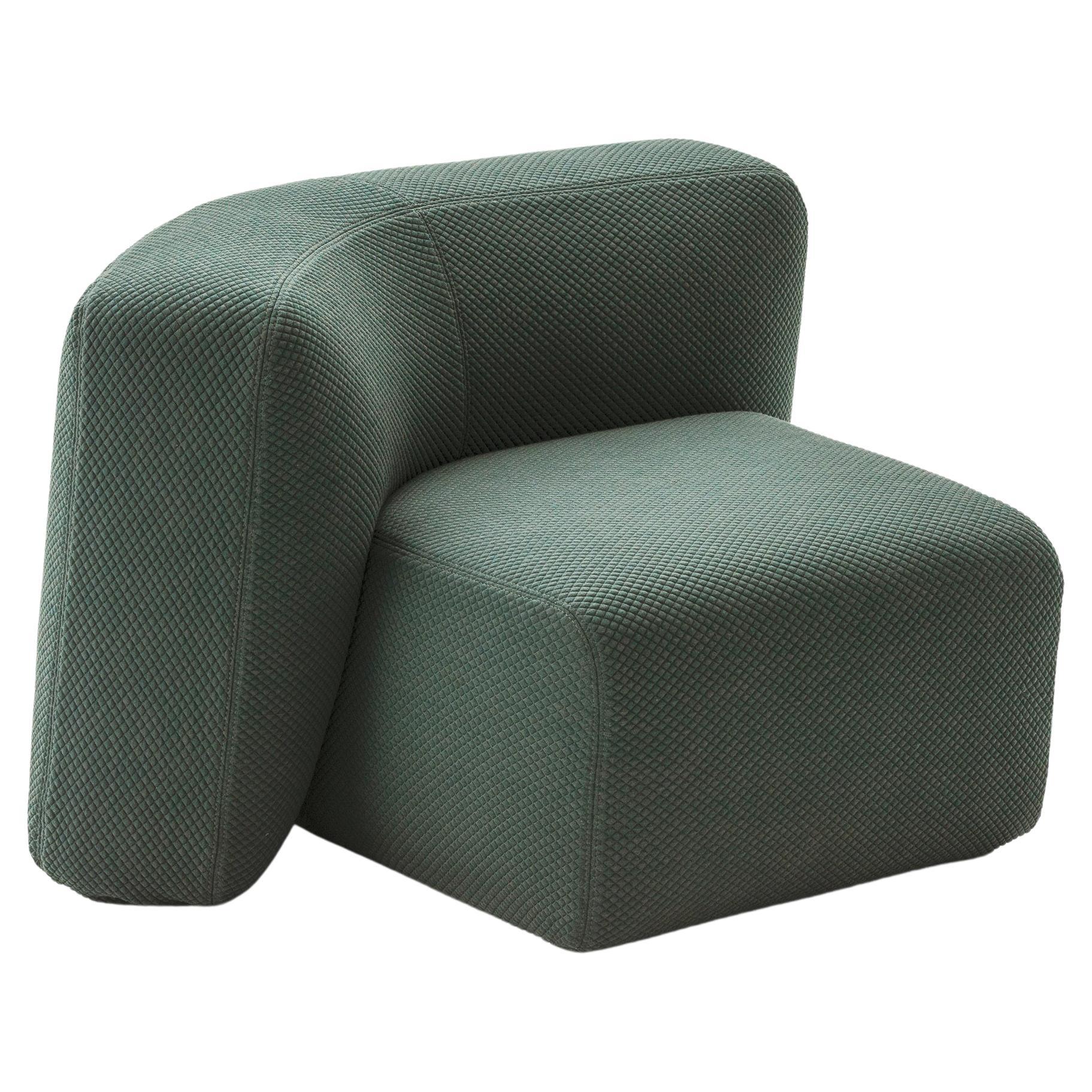 Suiseki Left Armchair in Mosaic 2, 972 Green Upholstery by Andrea Steidl For Sale