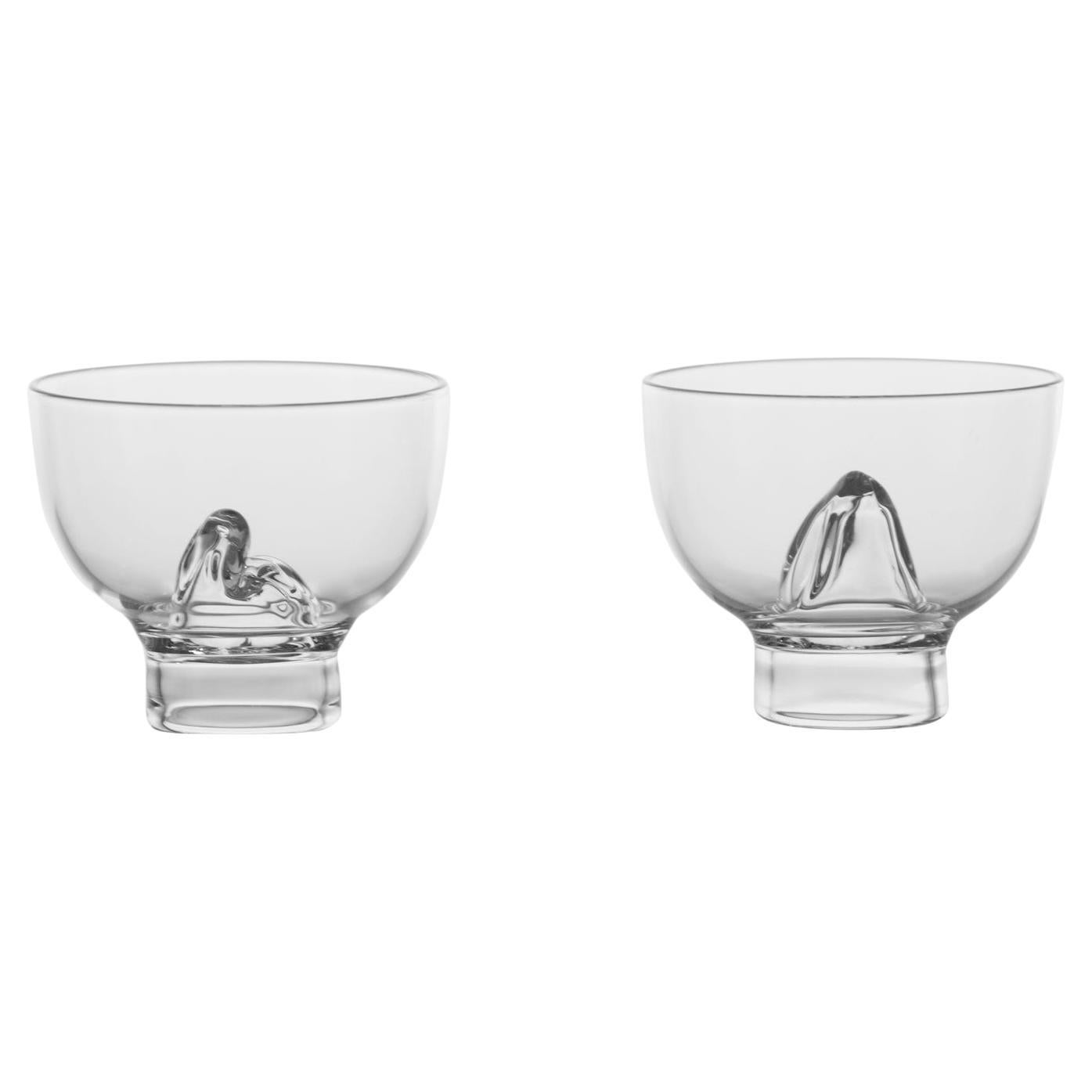 Tazas de Té "Suiseki" Contemporáneas de Vidrio Soplado a Mano Piedra Agua Naturaleza Elegante Pequeña en venta
