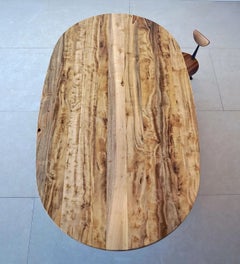 Suisun Oval Dining Table with Sculptural, Brutalist Base by J. Rusten Studio