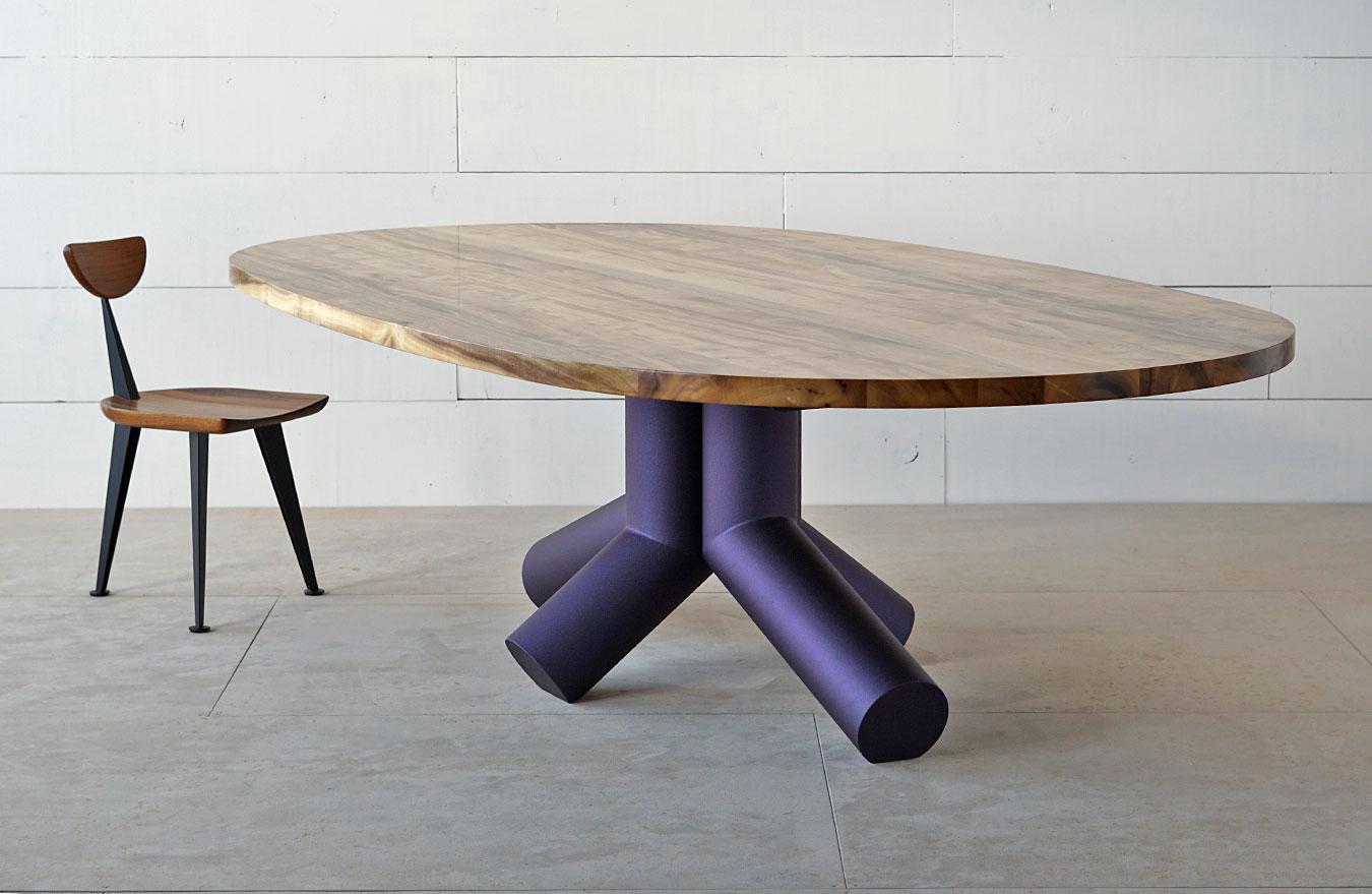 Powder-Coated Suisun Oval Dining Table with Sculptural, Brutalist Base by J. Rusten Studio For Sale