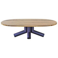 Suisun Oval Dining Table with Sculptural, Brutalist Base by J. Rusten Studio