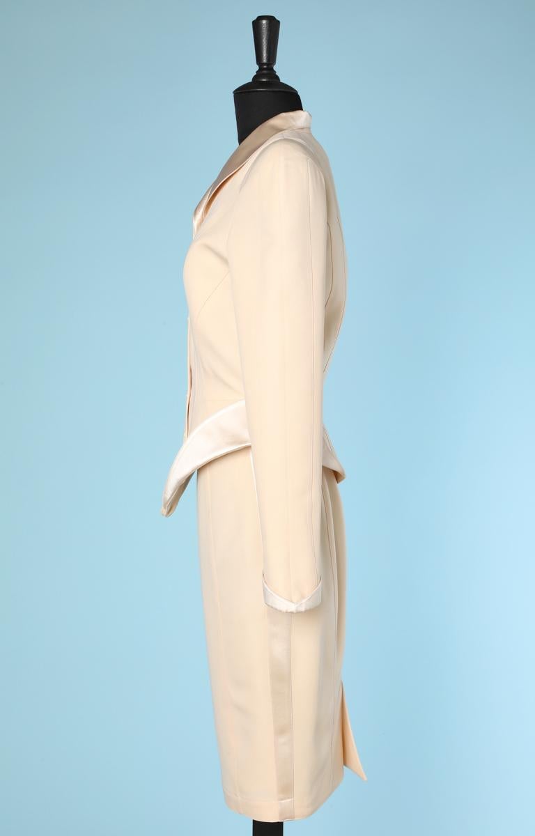 White Suit 1987 in wool and satin Thierry Mugler For Sale