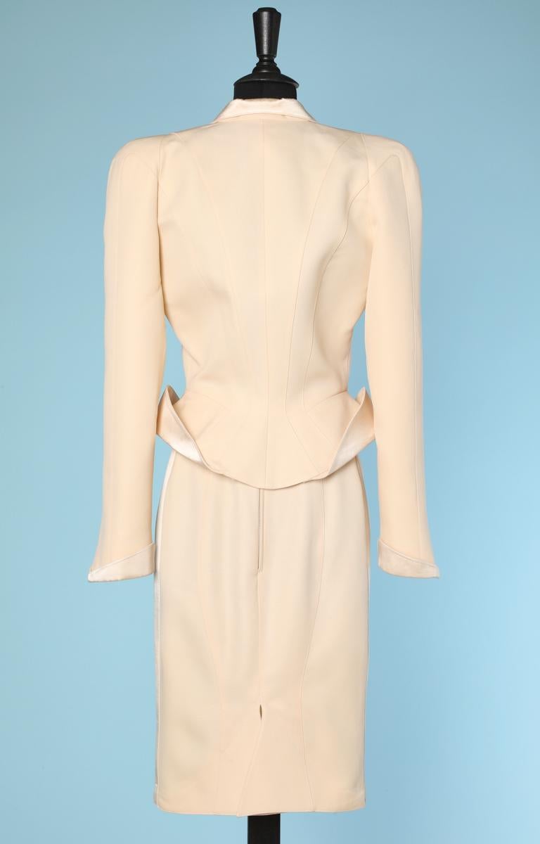 Suit 1987 in wool and satin Thierry Mugler In Excellent Condition For Sale In Saint-Ouen-Sur-Seine, FR