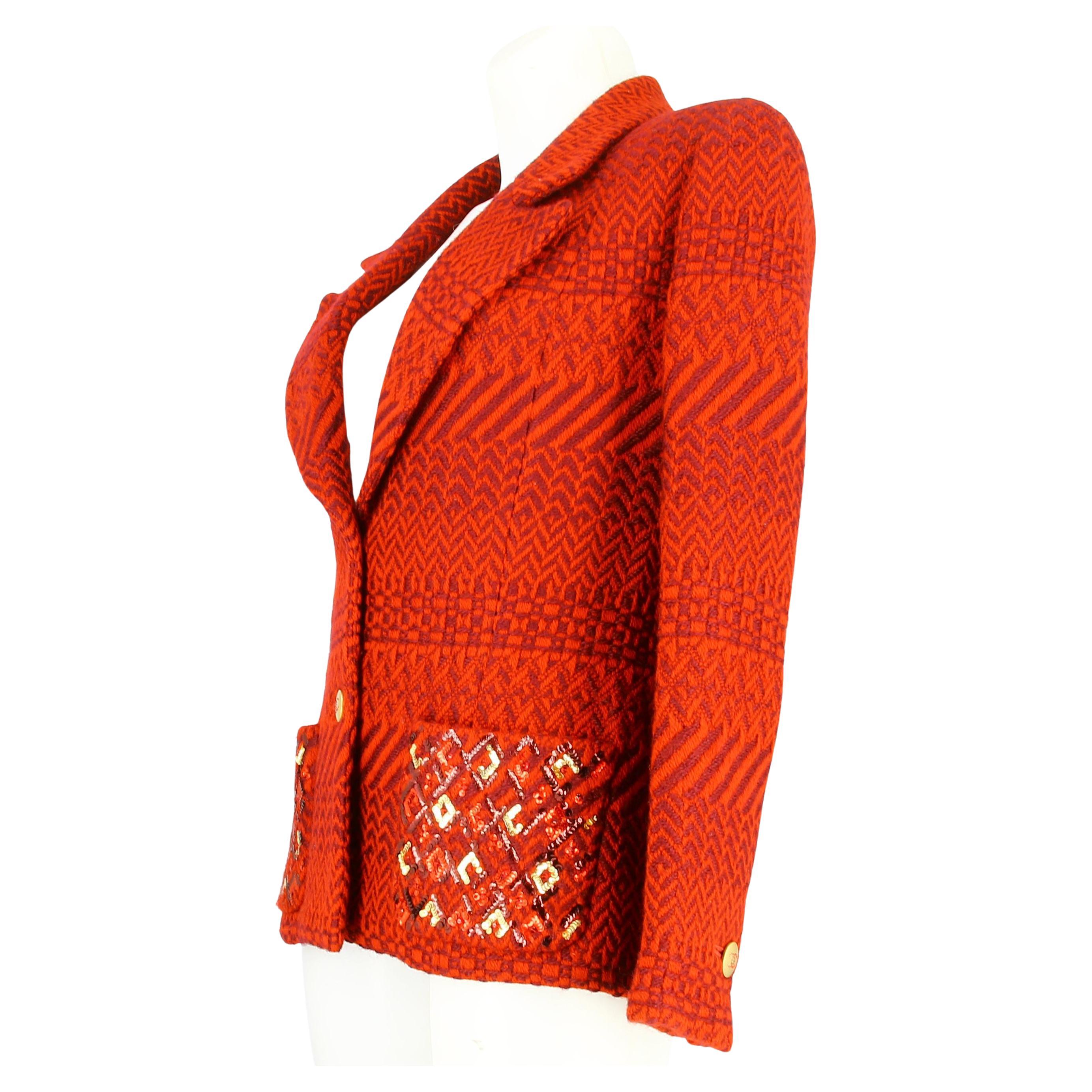 Suit jacket Chanel Red Wool Embroidered