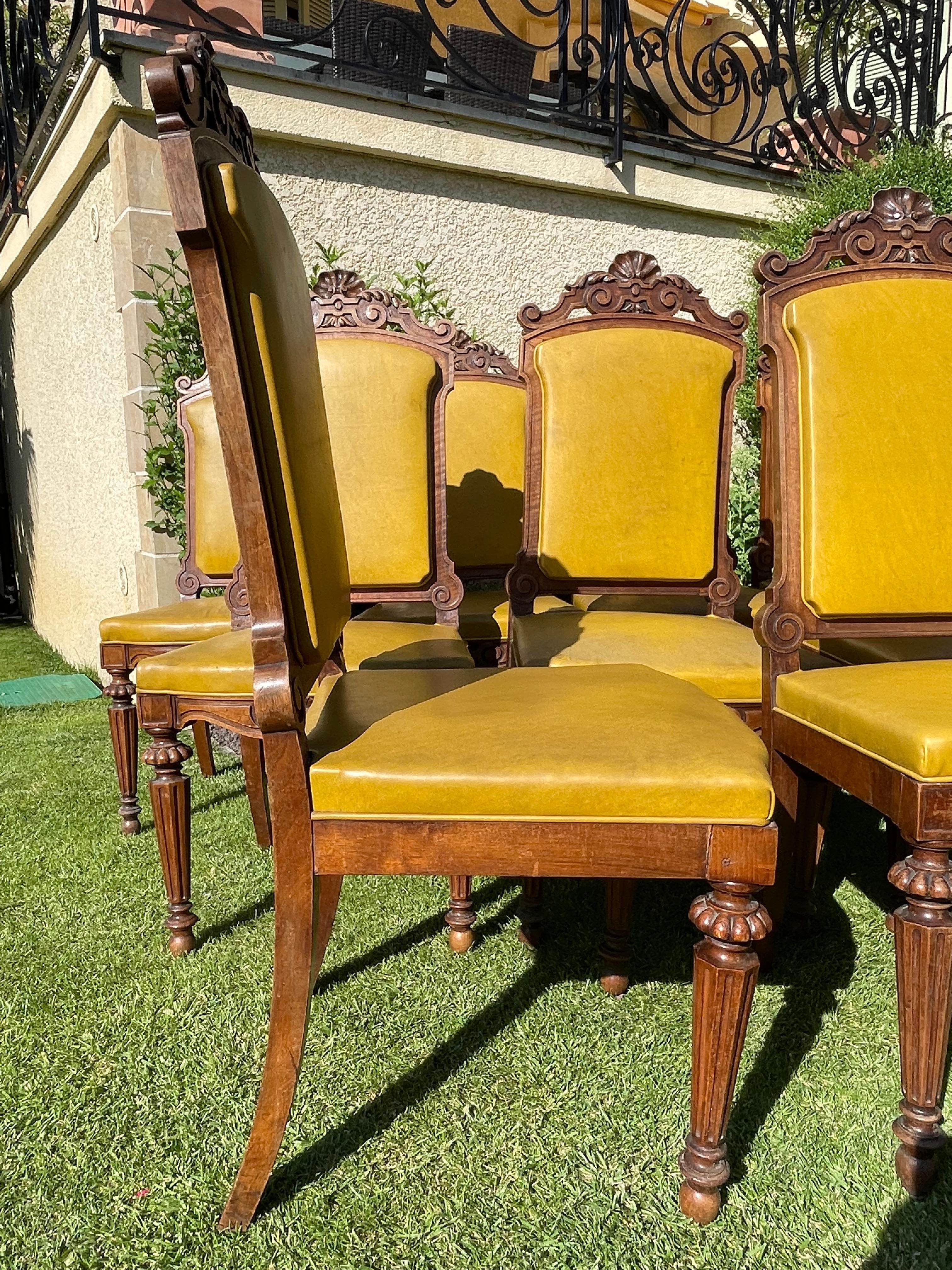 Suit of 9 Walnut Chairs Period Napoleon III, 19th Century For Sale 6